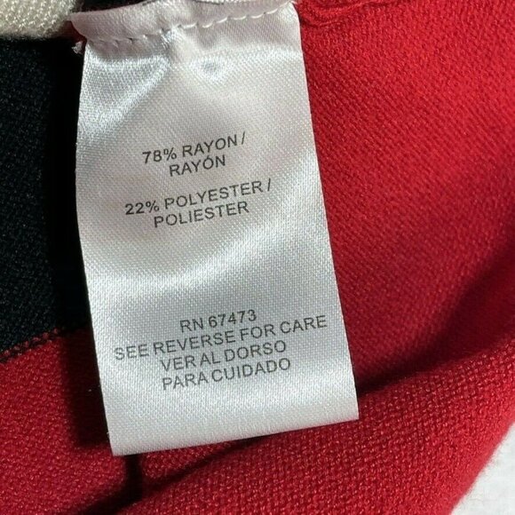Danny And Nicole Womens L Colorblock Striped Dress Red Black Beige Rayon Blend - Picture 9 of 10